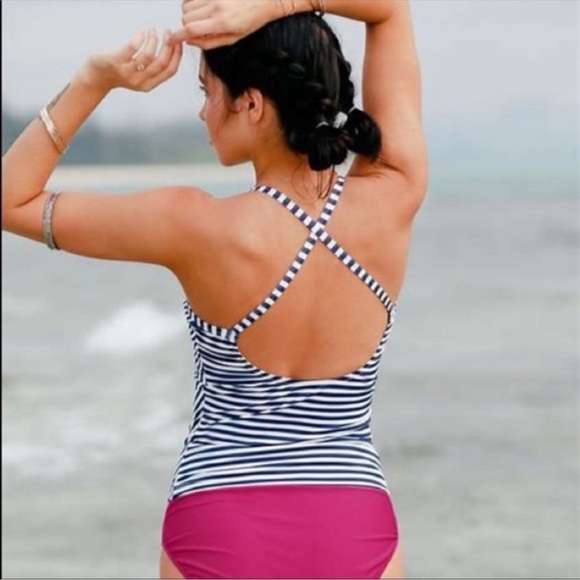 Albion Pana stripe Tankini Swim Top Medium NWT - Picture 2 of 6